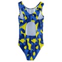 Blue and Yellow Camouflage Pattern Kids  Cut-Out Back One Piece Swimsuit View2