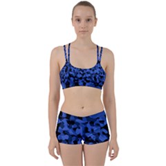 Black And Blue Camouflage Pattern Perfect Fit Gym Set by SpinnyChairDesigns