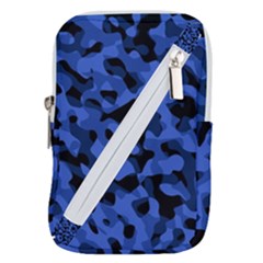 Black And Blue Camouflage Pattern Belt Pouch Bag (large) by SpinnyChairDesigns