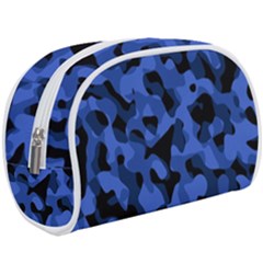 Black And Blue Camouflage Pattern Makeup Case (large) by SpinnyChairDesigns