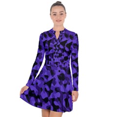 Purple Black Camouflage Pattern Long Sleeve Panel Dress by SpinnyChairDesigns