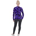 Purple Black Camouflage Pattern Velour Zip Up Jacket View2