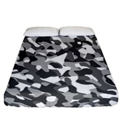 Grey And White Camouflage Pattern Fitted Sheet (california King Size) by SpinnyChairDesigns