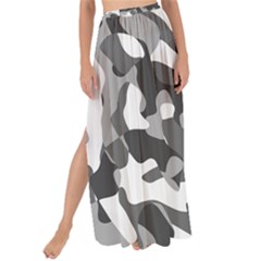 Grey And White Camouflage Pattern Maxi Chiffon Tie-up Sarong by SpinnyChairDesigns