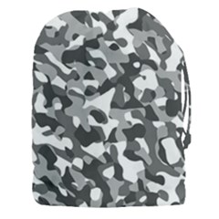 Grey And White Camouflage Pattern Drawstring Pouch (3xl) by SpinnyChairDesigns