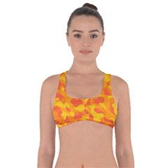 Orange And Yellow Camouflage Pattern Got No Strings Sports Bra by SpinnyChairDesigns