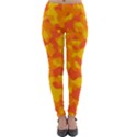 Orange and Yellow Camouflage Pattern Lightweight Velour Leggings View1