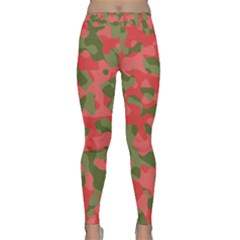 Pink And Green Camouflage Pattern Classic Yoga Leggings by SpinnyChairDesigns