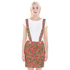 Pink And Green Camouflage Pattern Braces Suspender Skirt by SpinnyChairDesigns