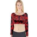 Red and Black Camouflage Pattern Long Sleeve Crop Top View1