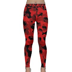 Red And Black Camouflage Pattern Classic Yoga Leggings by SpinnyChairDesigns