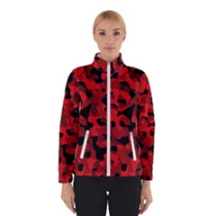 Red And Black Camouflage Pattern Winter Jacket by SpinnyChairDesigns