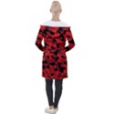 Red and Black Camouflage Pattern Longline Hooded Cardigan View2