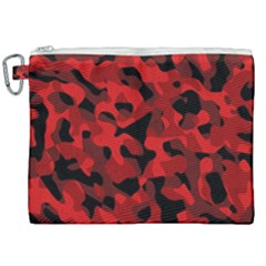 Red And Black Camouflage Pattern Canvas Cosmetic Bag (xxl) by SpinnyChairDesigns