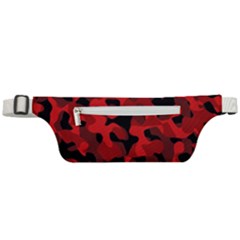 Red And Black Camouflage Pattern Active Waist Bag by SpinnyChairDesigns