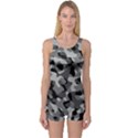 Grey and Black Camouflage Pattern One Piece Boyleg Swimsuit View1