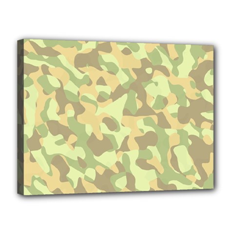 Light Green Brown Yellow Camouflage Pattern Canvas 16  X 12  (stretched) by SpinnyChairDesigns