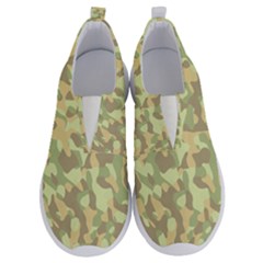 Light Green Brown Yellow Camouflage Pattern No Lace Lightweight Shoes by SpinnyChairDesigns