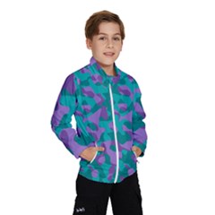 Purple And Teal Camouflage Pattern Kids  Windbreaker by SpinnyChairDesigns