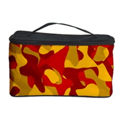 Red And Yellow Camouflage Pattern Cosmetic Storage by SpinnyChairDesigns