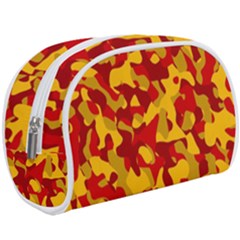 Red And Yellow Camouflage Pattern Makeup Case (large) by SpinnyChairDesigns