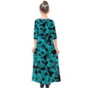 Black and Teal Camouflage Pattern Kids  Quarter Sleeve Maxi Dress View2