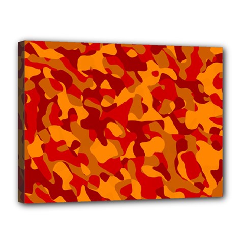 Red And Orange Camouflage Pattern Canvas 16  X 12  (stretched) by SpinnyChairDesigns