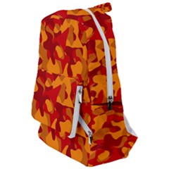 Red And Orange Camouflage Pattern Travelers  Backpack by SpinnyChairDesigns