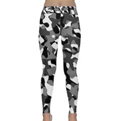 Black And White Camouflage Pattern Classic Yoga Leggings by SpinnyChairDesigns