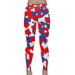 Red White Blue Camouflage Pattern Classic Yoga Leggings by SpinnyChairDesigns