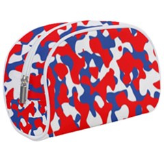 Red White Blue Camouflage Pattern Makeup Case (medium) by SpinnyChairDesigns