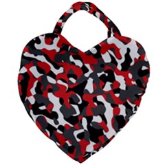 Black Red White Camouflage Pattern Giant Heart Shaped Tote by SpinnyChairDesigns