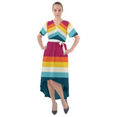 70s Vintage Stripes Front Wrap High Low Dress by tmsartbazaar