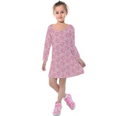 Cat With Violin Pattern Kids  Long Sleeve Velvet Dress by sifis