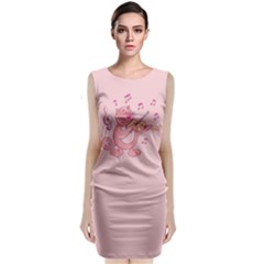 Cat With Violin Sleeveless Velvet Midi Dress by sifis