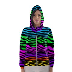 Colorful Zebra Women s Hooded Windbreaker by Angelandspot