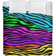 Colorful Zebra Duvet Cover Double Side (king Size) by Angelandspot