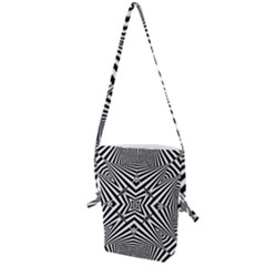 Black And White Line Art Pattern Stripes Folding Shoulder Bag by SpinnyChairDesigns