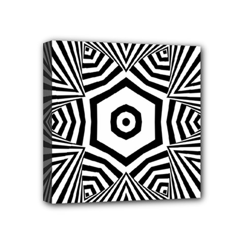 Black And White Line Art Stripes Pattern Mini Canvas 4  X 4  (stretched) by SpinnyChairDesigns