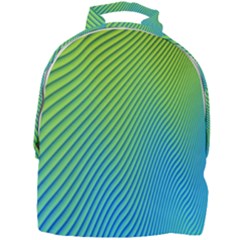 Blue Green Abstract Stripe Pattern  Mini Full Print Backpack by SpinnyChairDesigns