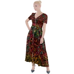 Stylish Fall Colors Camouflage Button Up Short Sleeve Maxi Dress by SpinnyChairDesigns