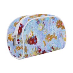 Cosmos Flowers Ligh Blue Makeup Case (small) by DinkovaArt