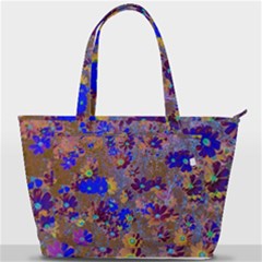 Cosmos Flowers Brown Blue Back Pocket Shoulder Bag  by DinkovaArt