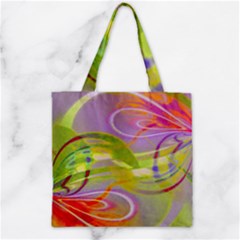 Infinity Painting Green Zipper Grocery Tote Bag by DinkovaArt