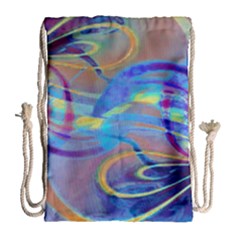 Infinity Painting Blue Drawstring Bag (large) by DinkovaArt