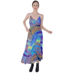 Infinity Painting Blue Tie Back Maxi Dress by DinkovaArt