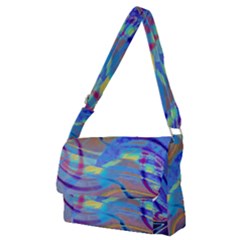 Infinity Painting Blue Full Print Messenger Bag (m) by DinkovaArt