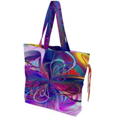 Rainbow Painting Pattern 2 Drawstring Tote Bag by DinkovaArt