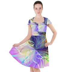 Rainbow Painting Patterns 3 Cap Sleeve Midi Dress by DinkovaArt