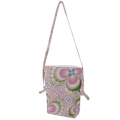 Pastel Pink Abstract Floral Print Pattern Folding Shoulder Bag by SpinnyChairDesigns